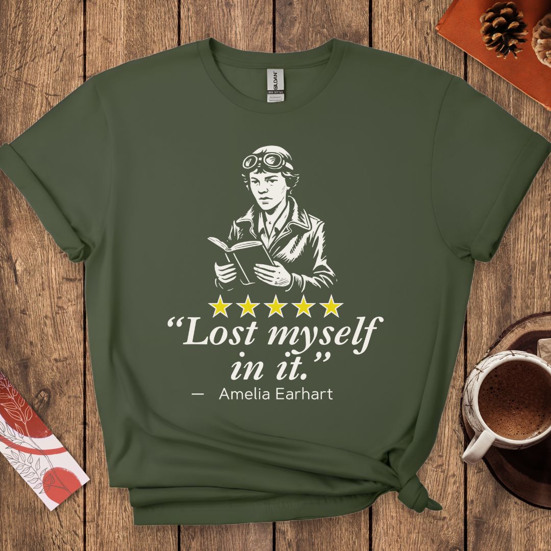 Amelia Earhart Funny Book Review T-Shirt