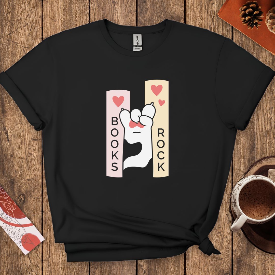 Books Rock - Funny Cat Book Lover T-Shirt