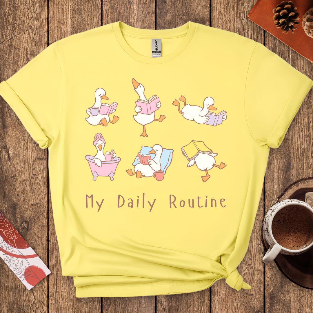 My Daily Routine Funny Goose Reading T-Shirt