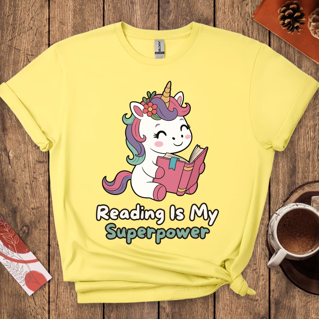 Reading Is My Superpower Cute Unicorn T-Shirt