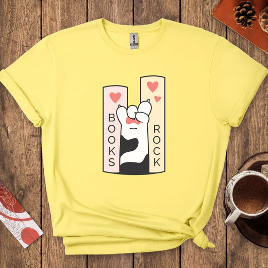 Books Rock - Funny Cat Book Lover T-Shirt