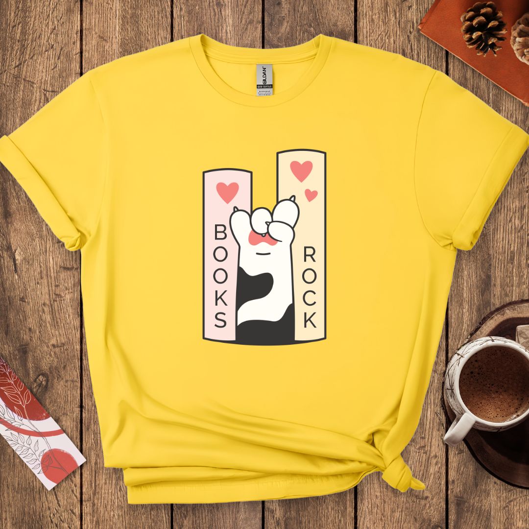 Books Rock - Funny Cat Book Lover T-Shirt