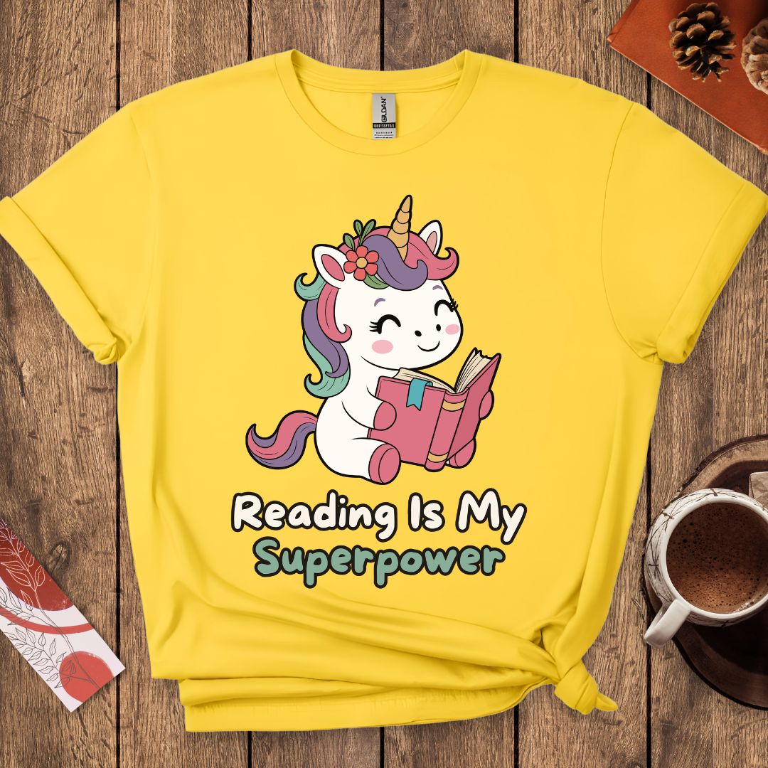 Reading Is My Superpower Cute Unicorn T-Shirt