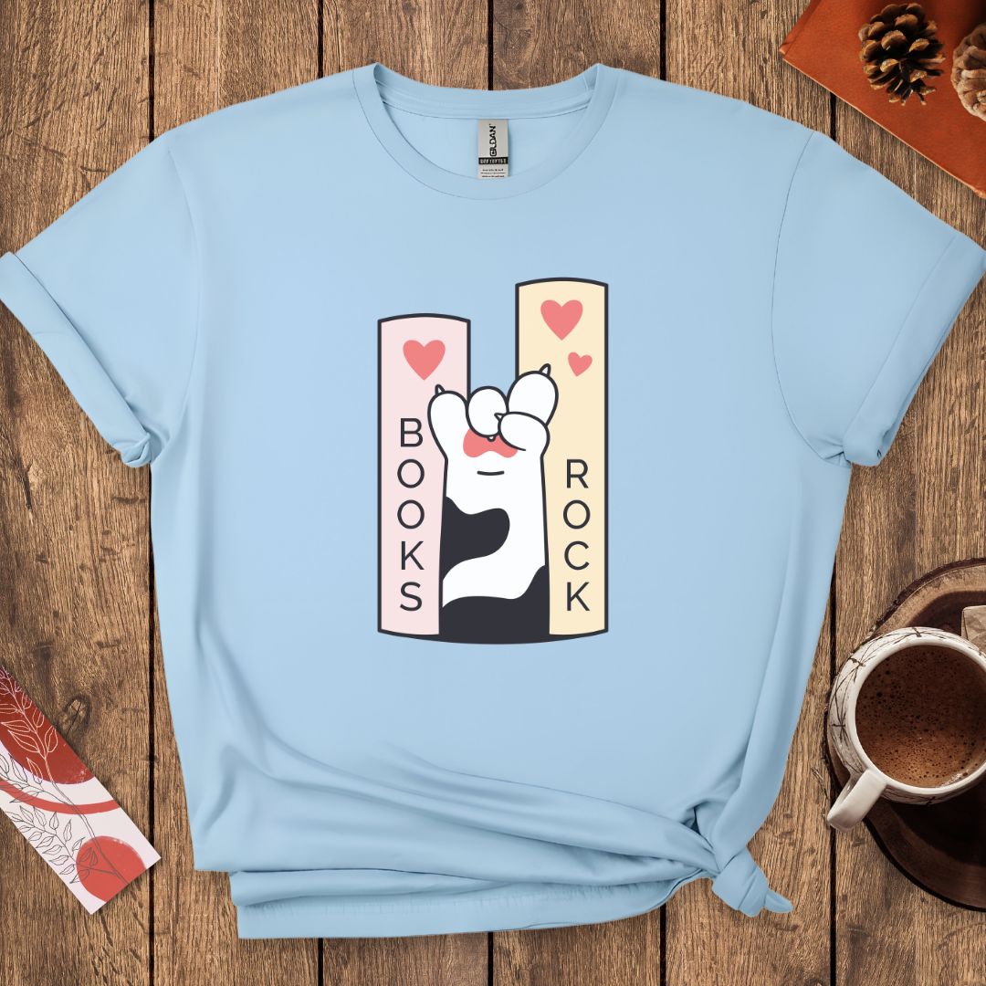 Books Rock - Funny Cat Book Lover T-Shirt
