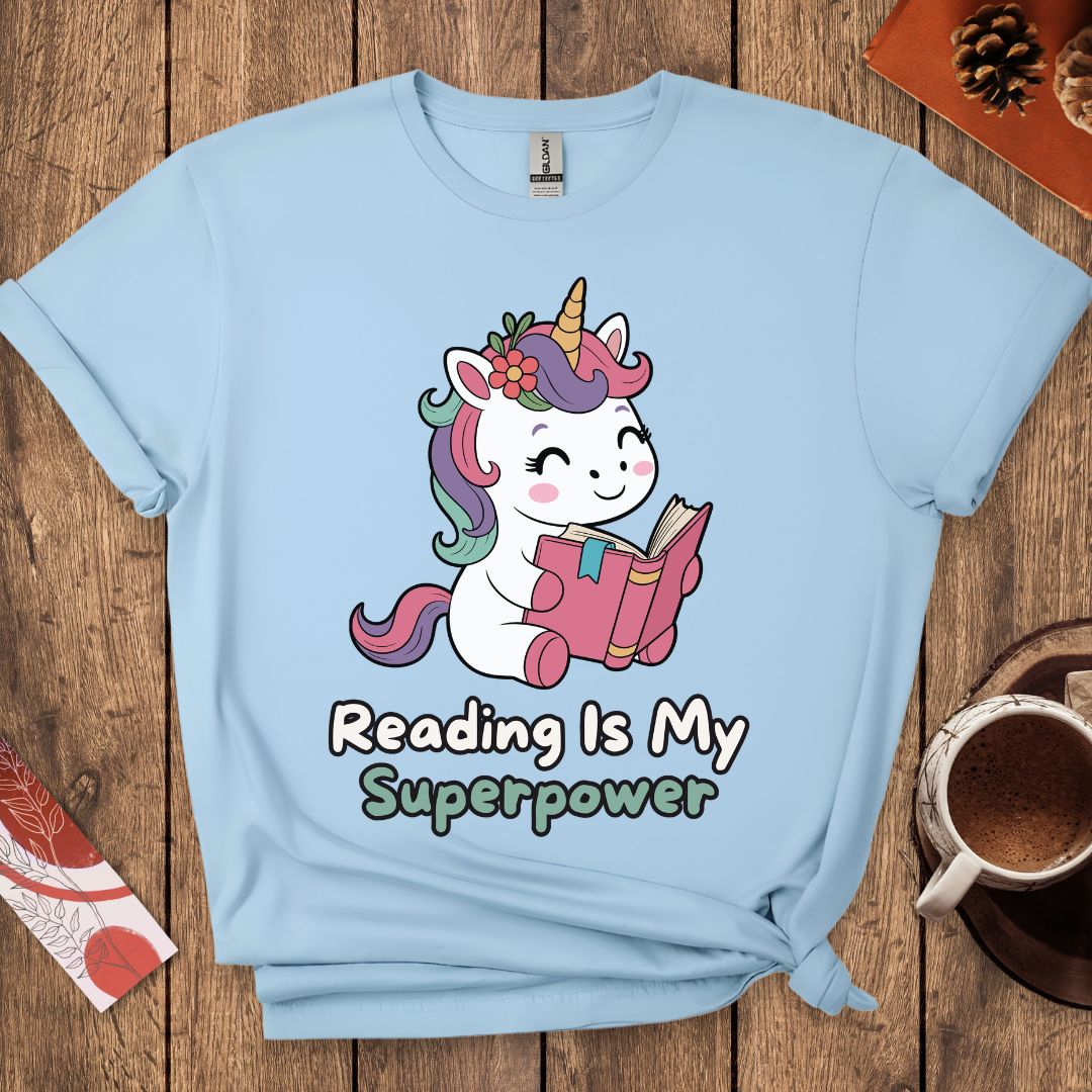 Reading Is My Superpower Cute Unicorn T-Shirt