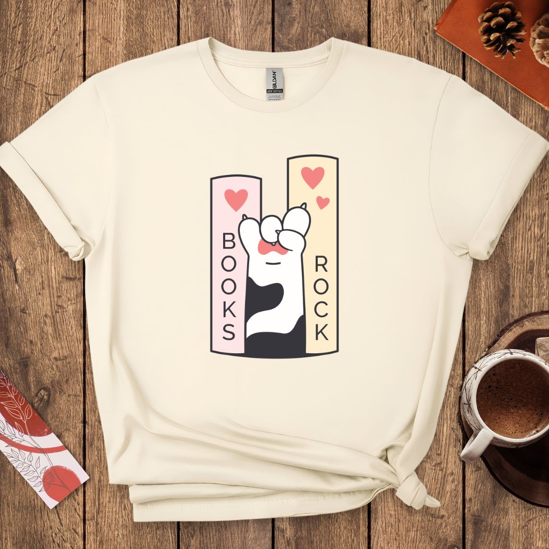 Books Rock - Funny Cat Book Lover T-Shirt