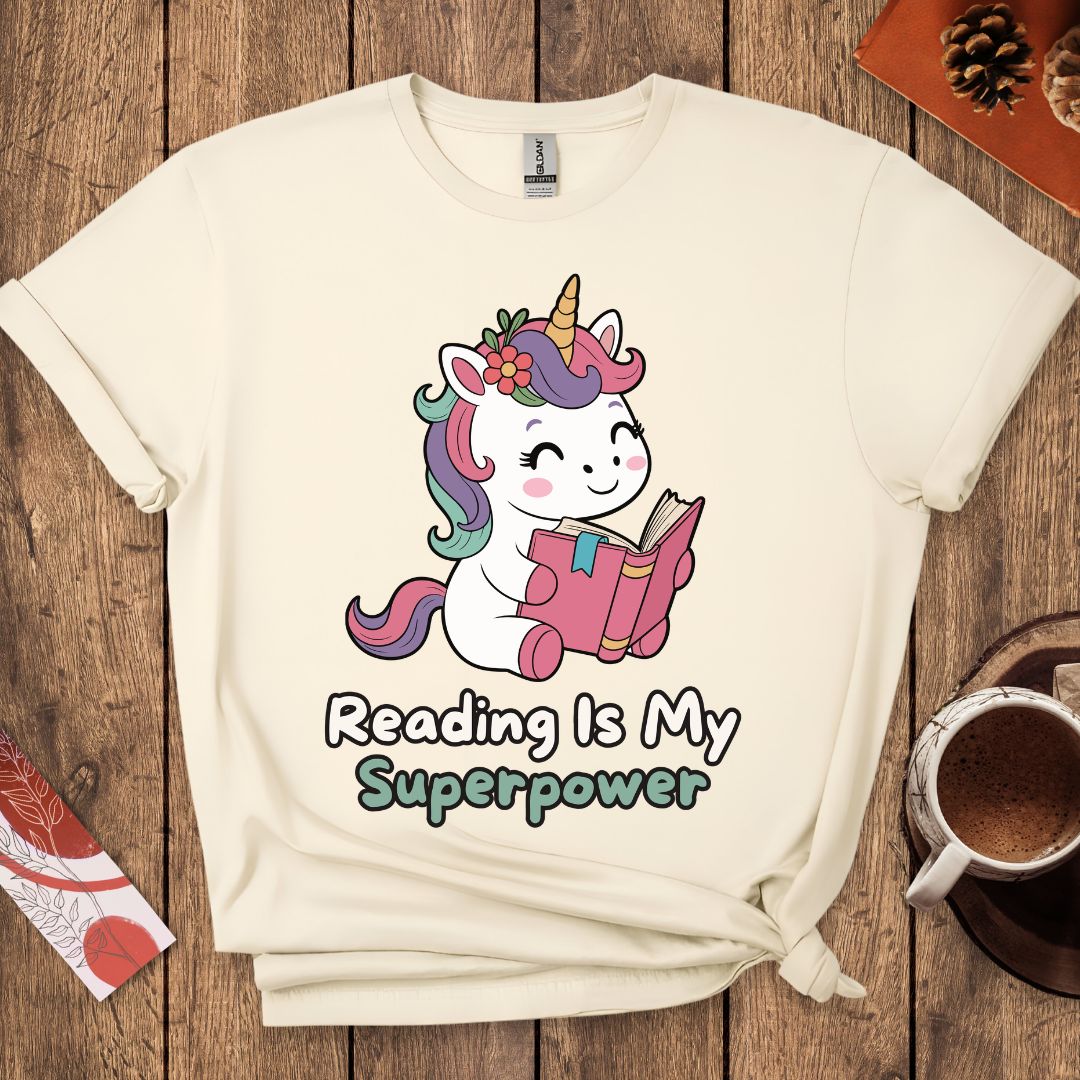 Reading Is My Superpower Cute Unicorn T-Shirt