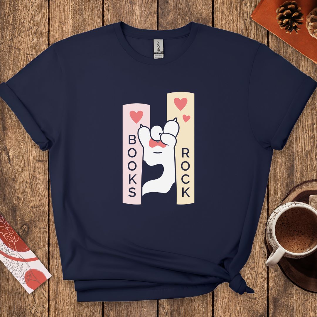 Books Rock - Funny Cat Book Lover T-Shirt