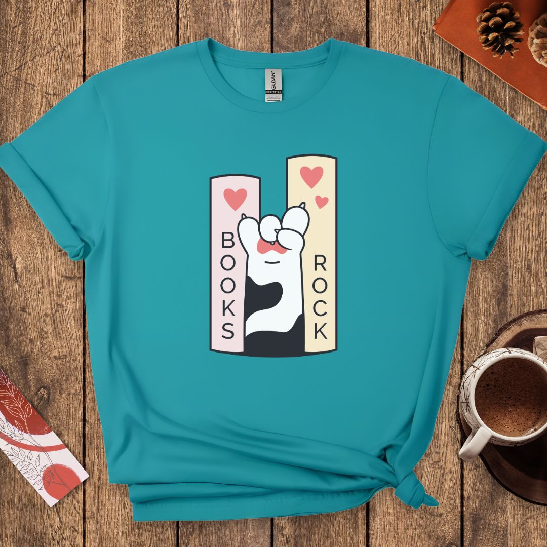 Books Rock - Funny Cat Book Lover T-Shirt