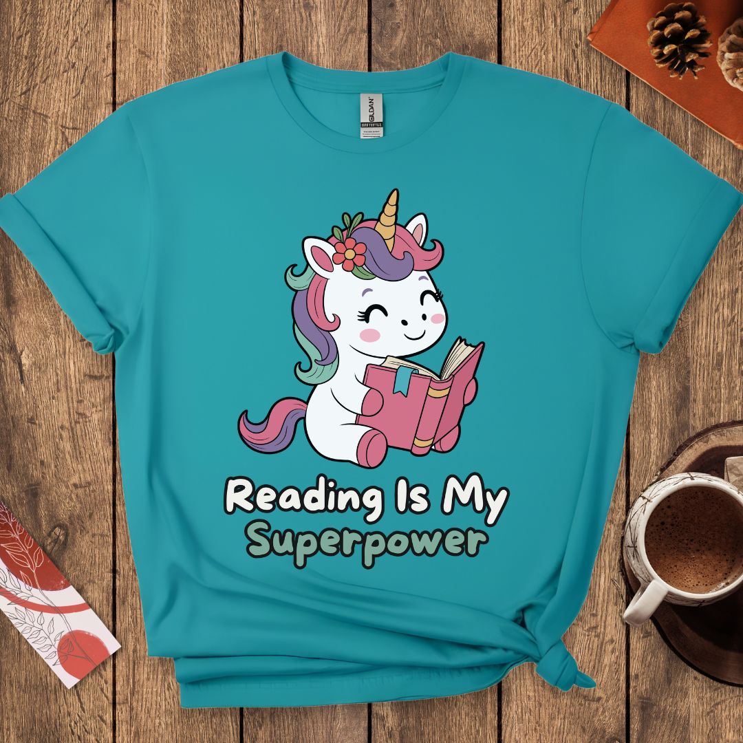 Reading Is My Superpower Cute Unicorn T-Shirt