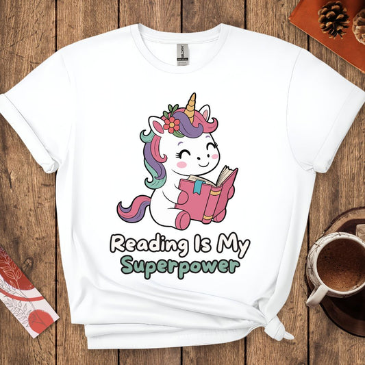Reading Is My Superpower Cute Unicorn T-Shirt