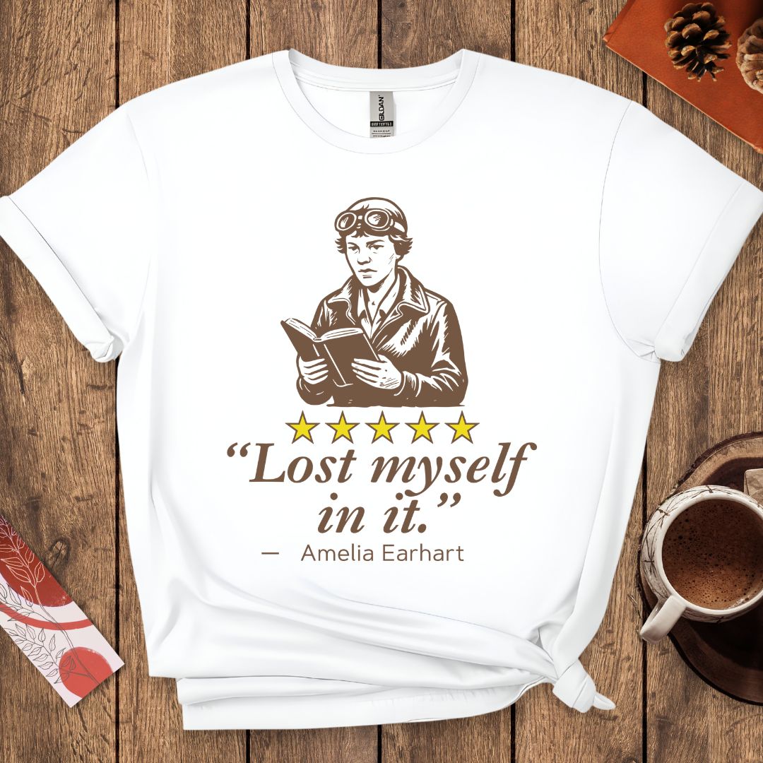 Amelia Earhart Funny Book Review T-Shirt